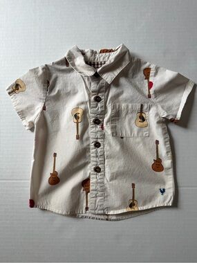 Blue Rooster Boys 2T Guitar Print Button Up Shirt